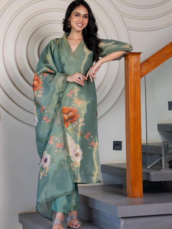 Pear Tissue Kurta with Pant & Dupatta (Set of 3)