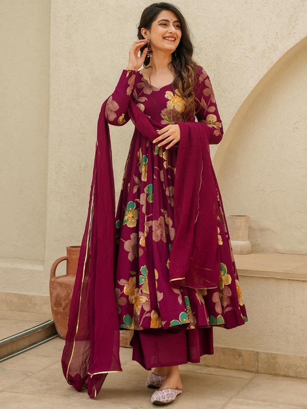 Women Printed Pure Cotton Kurta with Palazzos & With Dupatta