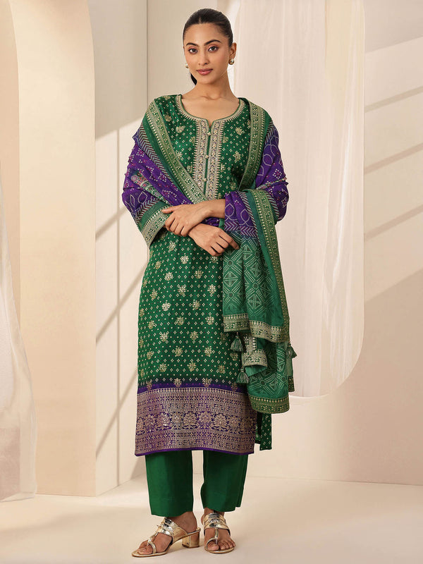 Women Green Embroidered Kurta with Pant and Dupatta (Set of 3)