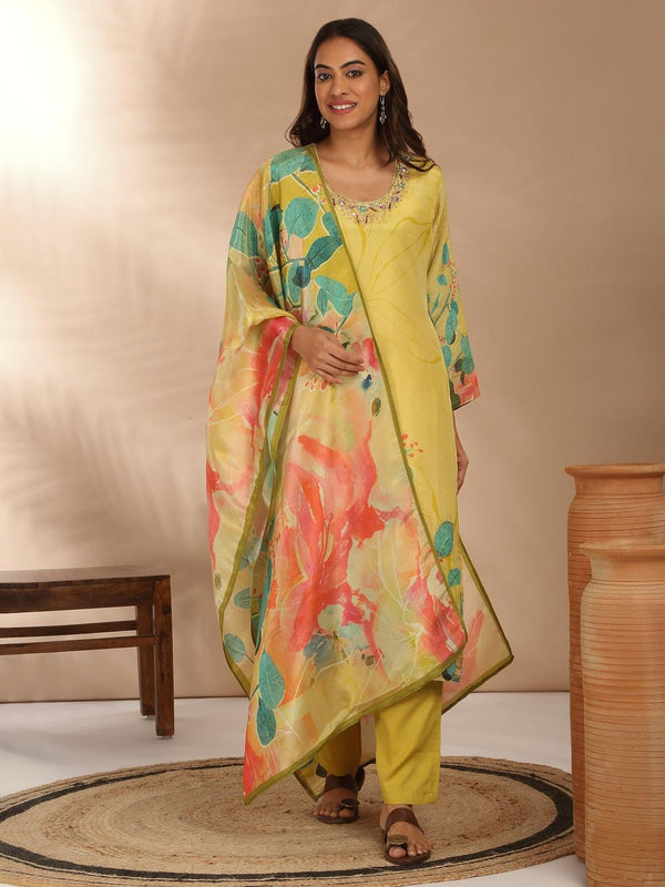 Tissue Printed & Embellished Straight Festive Kurta Pant with Printed Dupatta (Pant of 3)